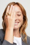 ANILLO EN ALEACIÓN DE METALES BAÑADO EN ORO 18K Y TRES BOLAS DE DIFERENTES TAMAÑOS Anillo