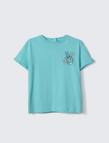 CAMISETA INFANTIL OVERSIZE CON ESTAMPA CELESTE