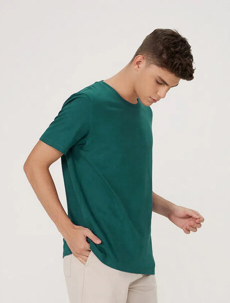CAMISETA BÁSICA MANGA CORTA VERDE OSCURO
