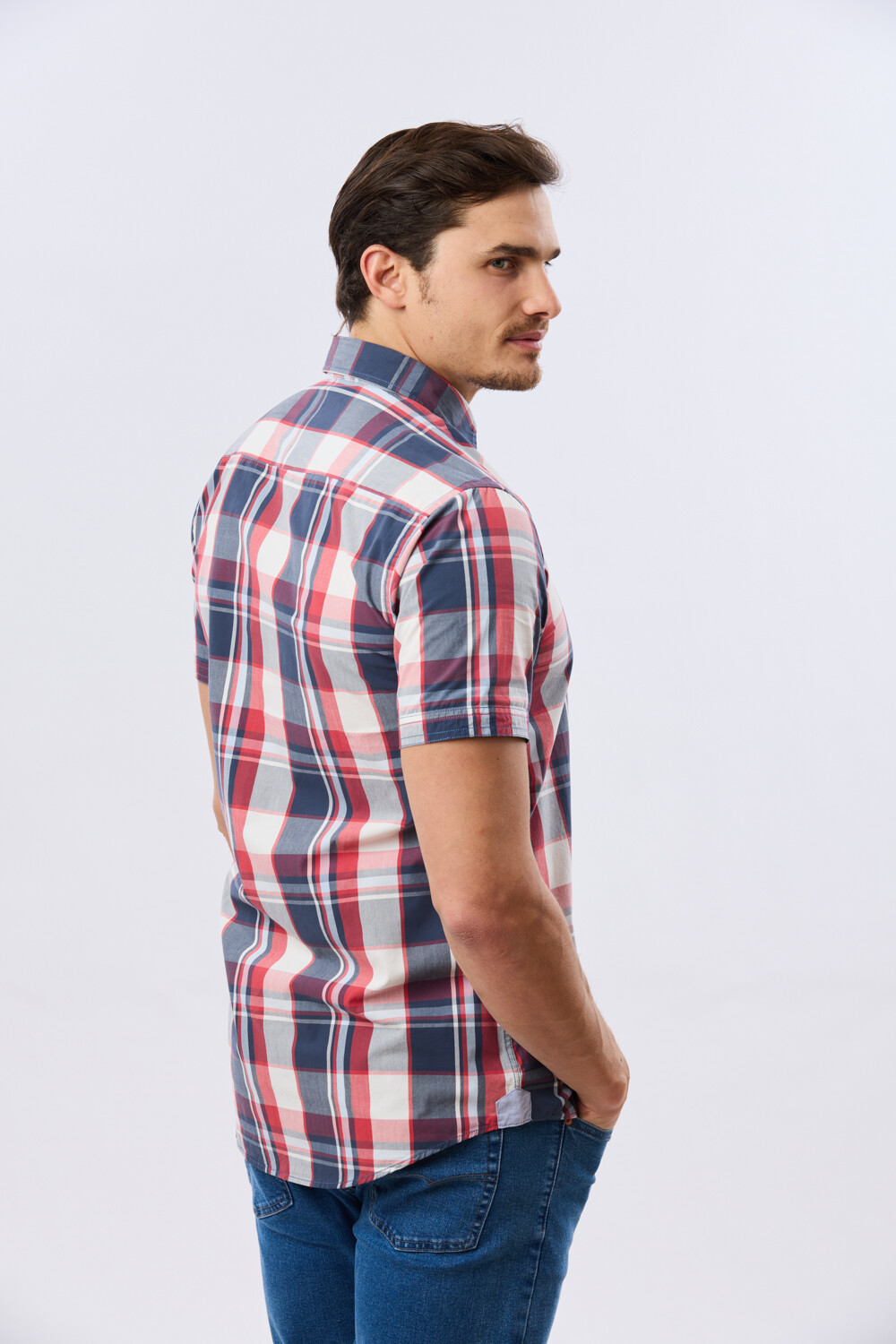 CAMISA MANGA CORTA CUADROS Rojo