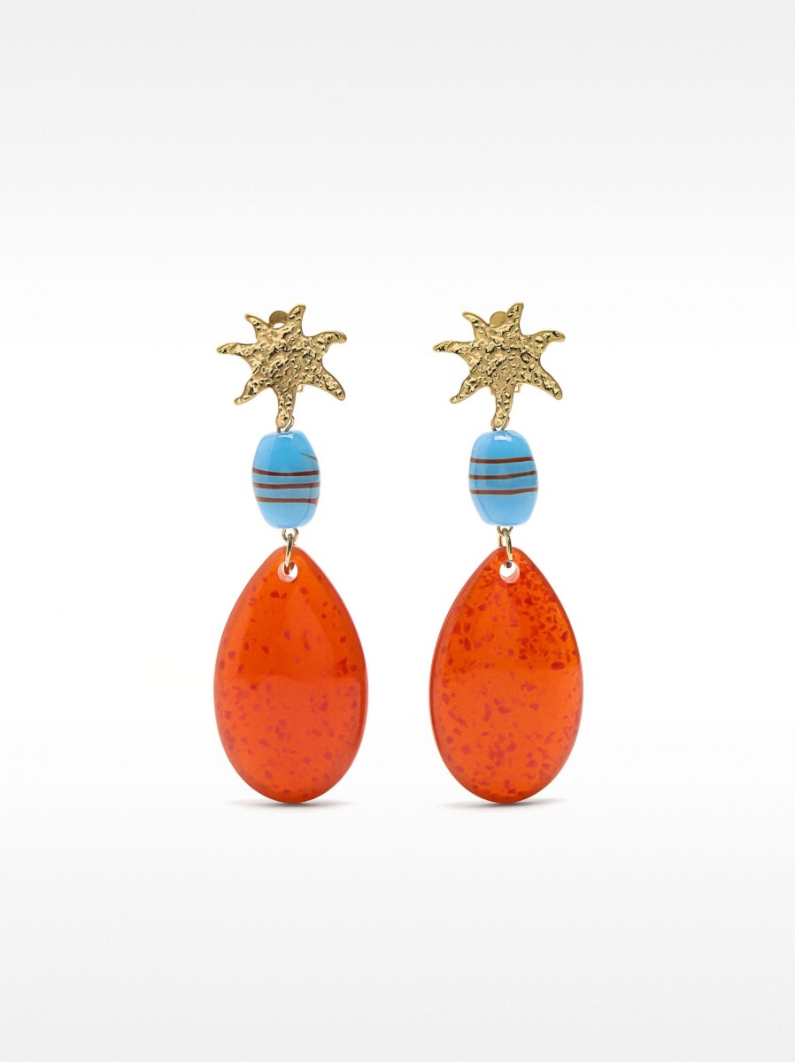 Pendientes Largos Con Estrella - multicolor 