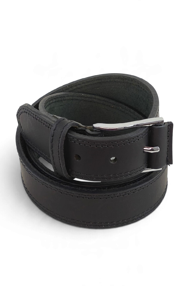 Cinturón de cuero vacuno jeanero de 3.5cm Negro