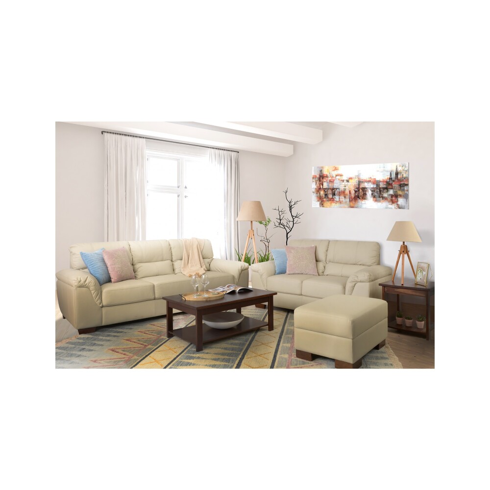 SILLÓN 2 CUERPOS CUERO-100-NATURAL BLANCO NANDA