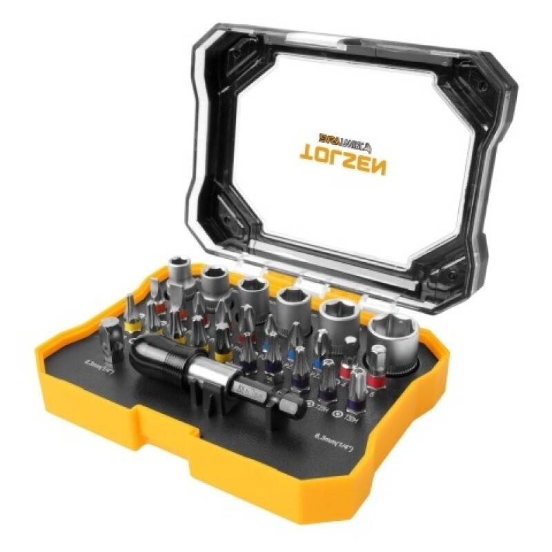 TOLSEN JUEGO DE PUNTAS & DADOS C/ADAPTADOR 28 PIEZAS Tolsen Juego De Puntas & Dados C/adaptador 28 Piezas