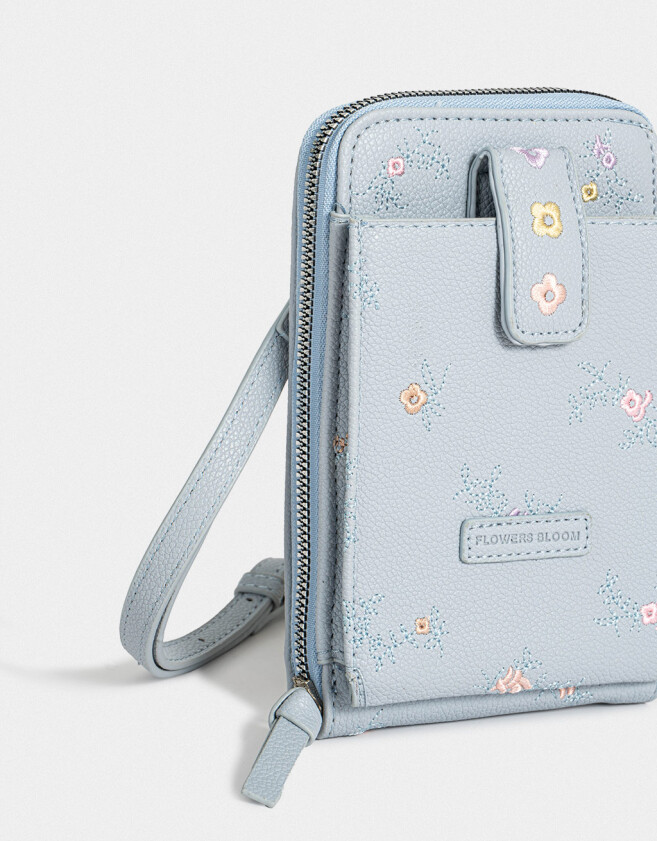 Complemento Marroquinería Estampados Porta Celular De Cuerina Con Florcitas - Estampado Flores