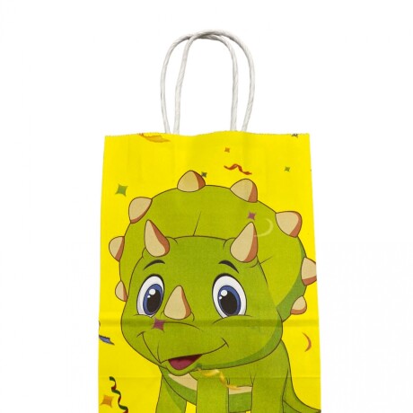 Bolsa con Asa N°2 21x15x8 Amarillo con Dinosaurio