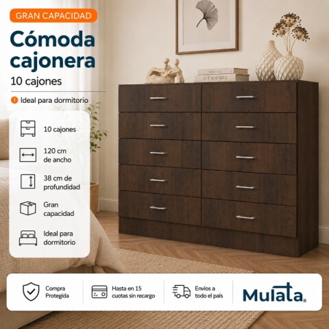 Comoda Cajonera de 10 Cajones para Dormitorio - FE - Marron Comoda Cajonera de 10 Cajones para Dormitorio - FE - Marron