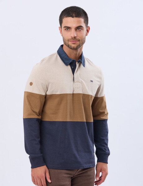 POLO RAYADA DE ALGODÓN Beige