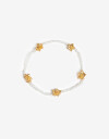 Pulseras Elásticas Color Pulsera Elástica Beads Y Flores - Dorado Oro Amarillo