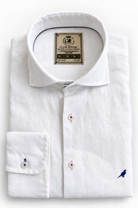 Camisa Lino Hudson Collar Blanco