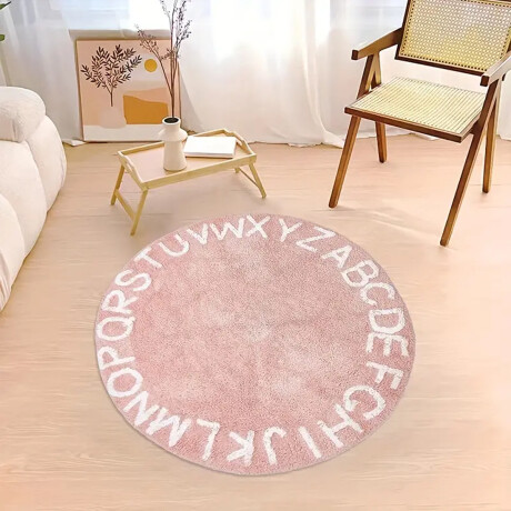 Alfombra Circular Abecedario 120 Cm De Diámetro Rosado