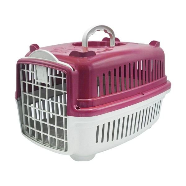 Transportadora Rígida Para Mascotas N3 Perro Gato Resistente Variante Color Bordo