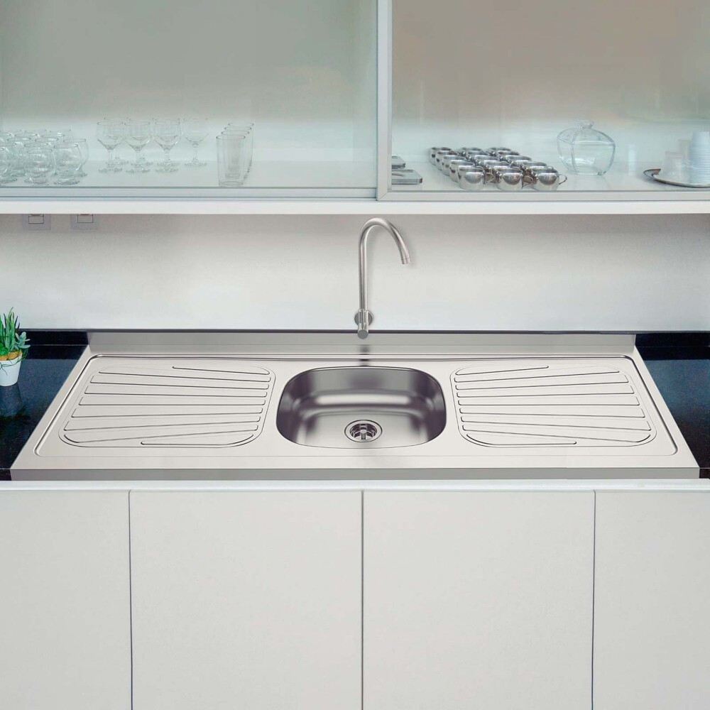 MESADA PILETA CENTRAL 120 CM ACERO-INOXIDABLE GRIS TRAMONTINA