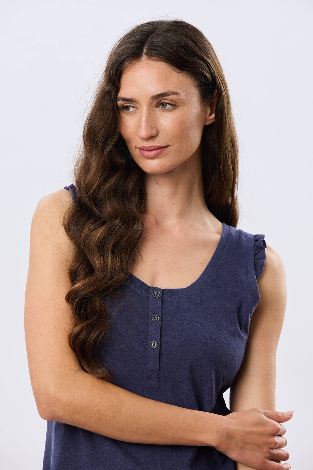MUSCULOSA LISA DE ALGODÓN Azul