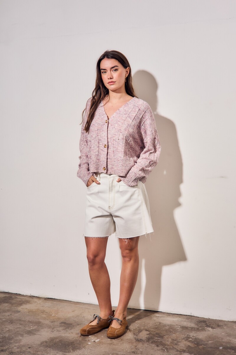 Cardigan Texturado Rosa Viejo
