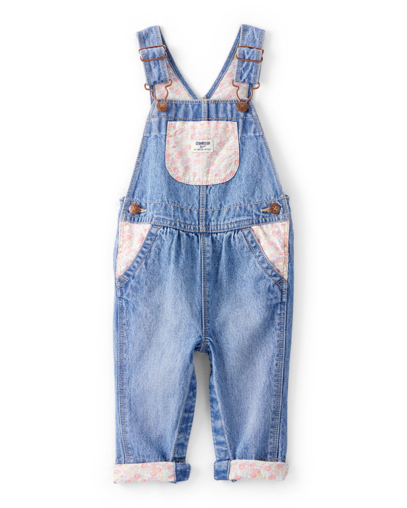 Enterito jean con parches florales. Talles 3-24M Sin color