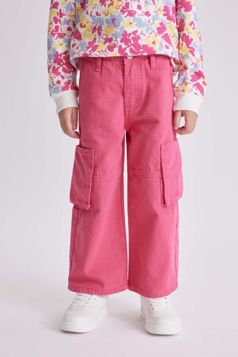 Pantalón de jean cargo Fucsia
