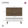 Rack TV mueble Lumax + panel rústico con estantes 55” Blanco/Marron
