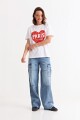Remera m/c estampada colección Paris BLANCO Y ROJO