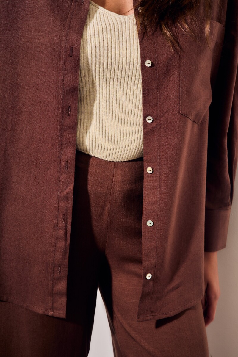 Camisa Lino Chocolate