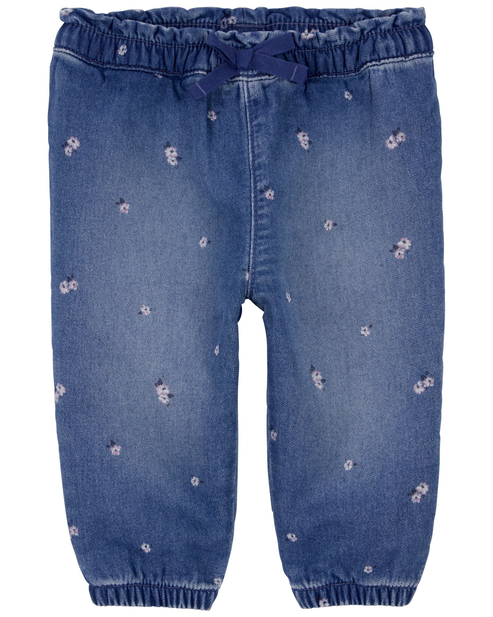 Pantalón jean, estilo deportivo, diseño floral Sin color