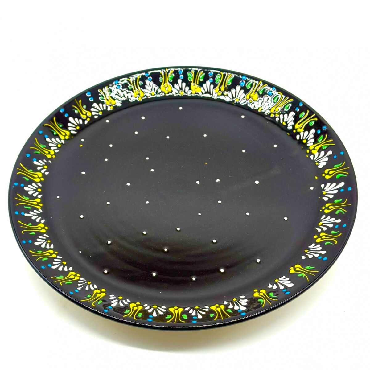 Plato de cerámica pintado 33 cm - Negro 