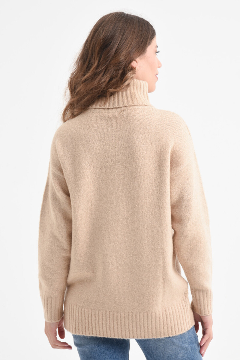 Sweater de punto cuello alto Beige