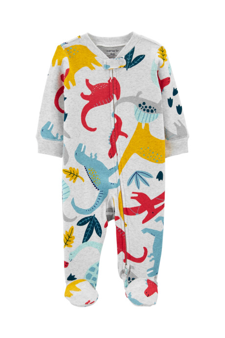 Pijama una pieza de algodón, con pie, diseño dinos Sin color