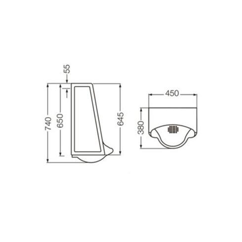 Mingitorio Mural Corto Blanco Antivandalico 000