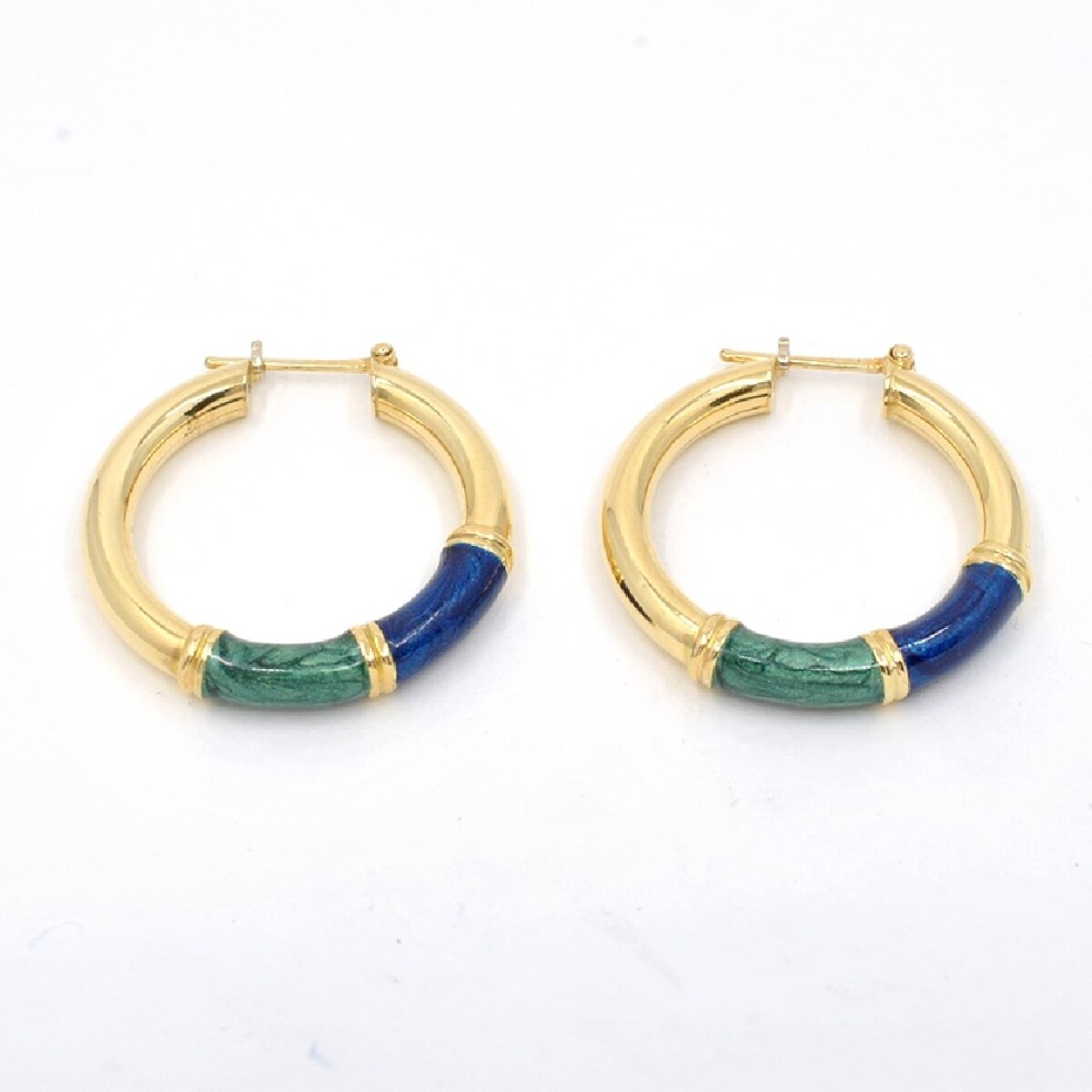 Aros En Oro 18K Con Esmalte En 2 Colores 