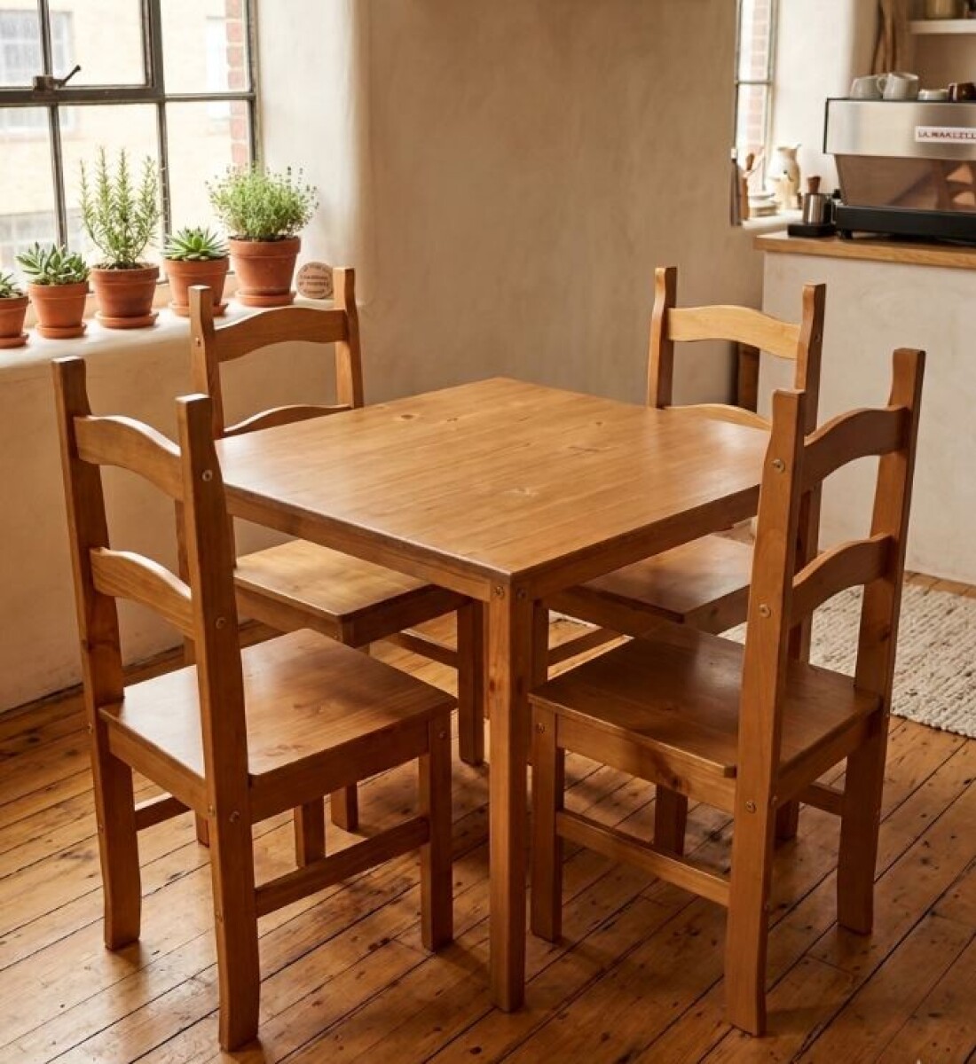 Juego De Comedor 4 Sillas Corona Caramelo CH9189C 