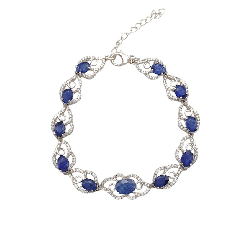 Pulsera Nube-Plata 925-Piedra zirconia y zafiro-PU3001 conpiedra