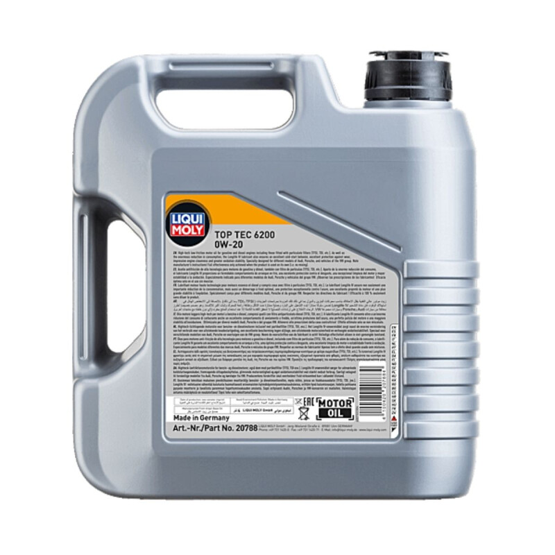 ACEITE 0W20 4LTS LIQUI MOLY TOP TEC 6200 Aceite 0w20 4lts Liqui Moly Top Tec 6200