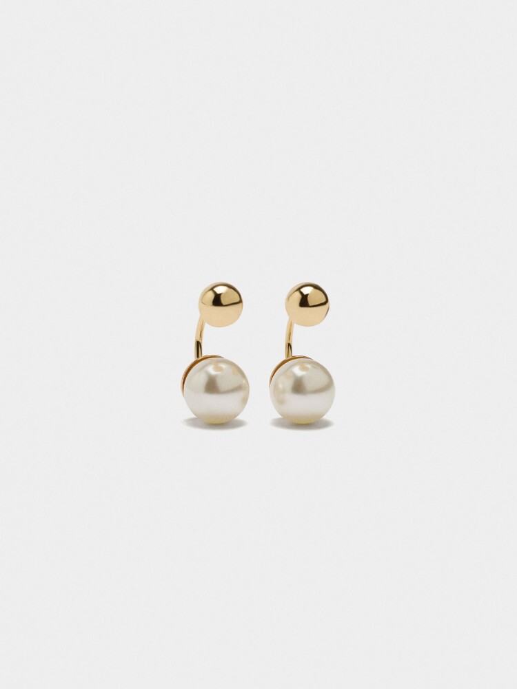Pendientes De Esferas Con Perlas dorado