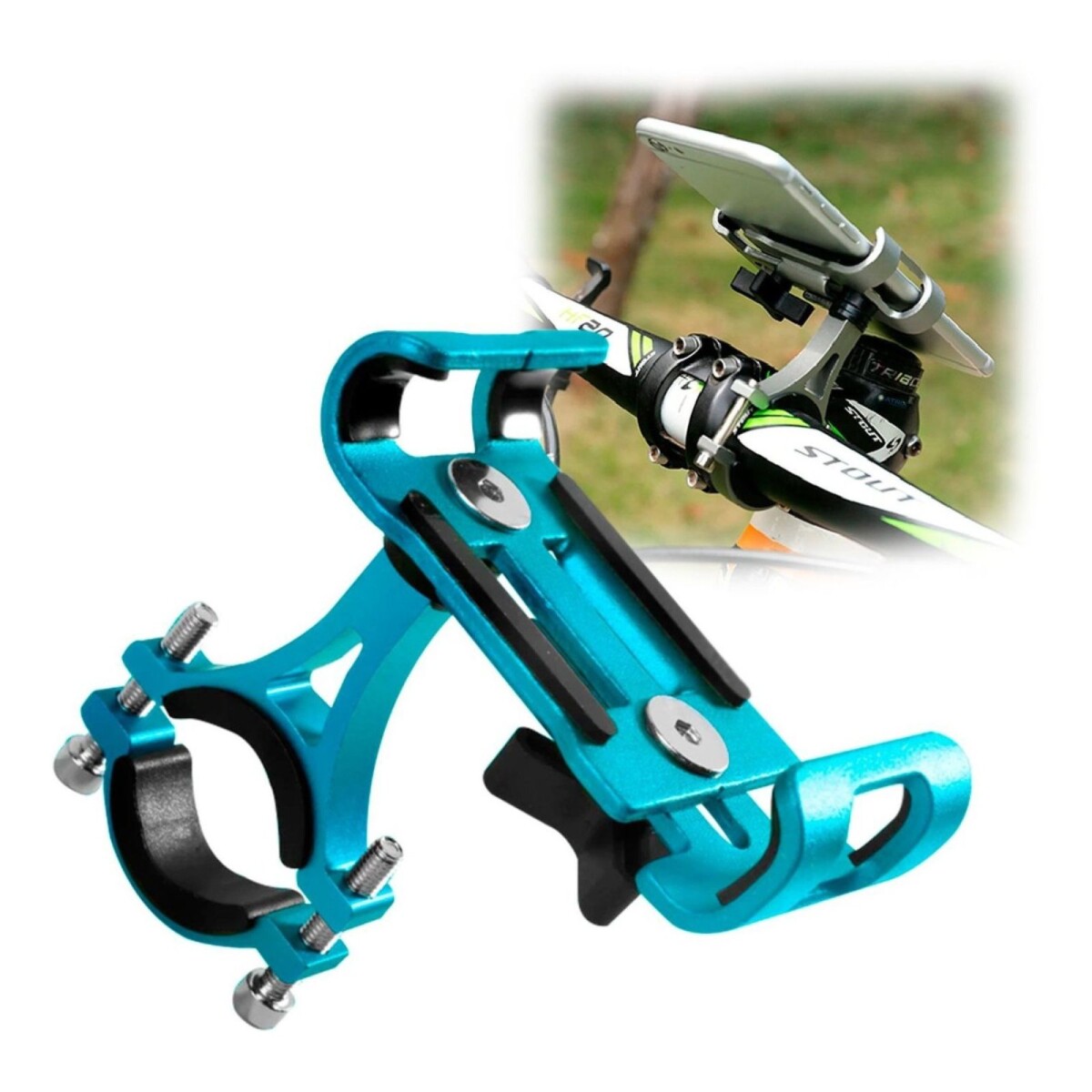 Soporte Celular Gps Moto Bici Aluminio Agarre Resistente - Color Variante Celeste 