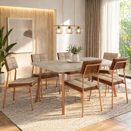 JUEGO DE COMEDOR MESA + 6 SILLAS - PETRA JUEGO DE COMEDOR MESA + 6 SILLAS - PETRA