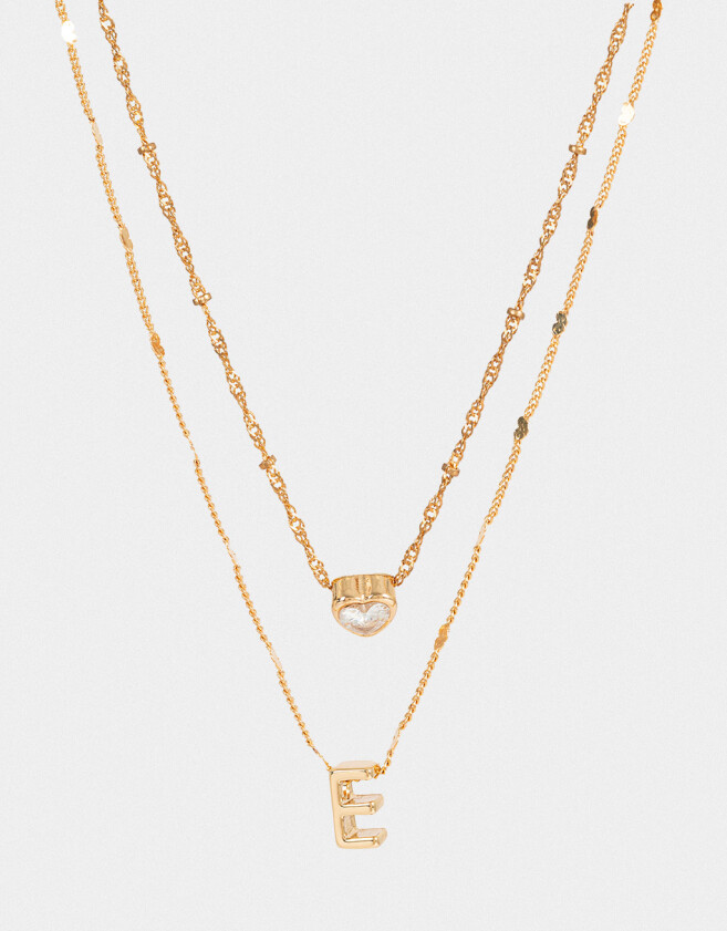 Collares Cortos Con cubic zirconia Collar Corto Cubic Inicial "e" - Dorado