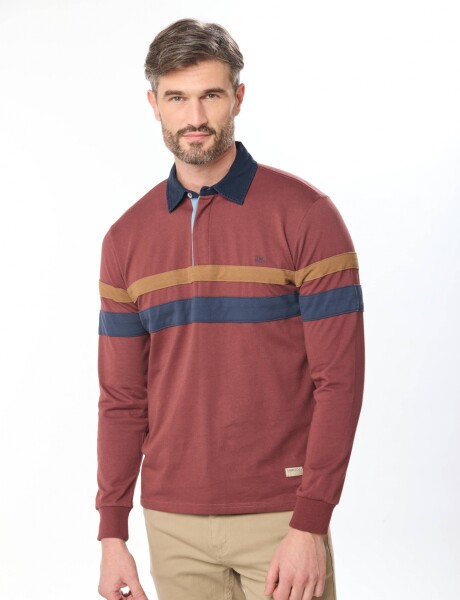 REMERA POLO RAYADA Bordo