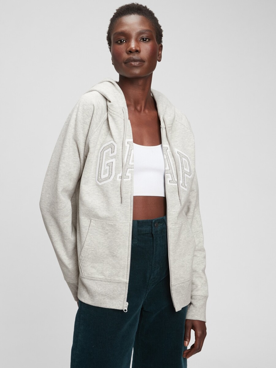 Canguro Con Cierre Logo Gap Con Felpa Mujer - Light Heather Grey B10 