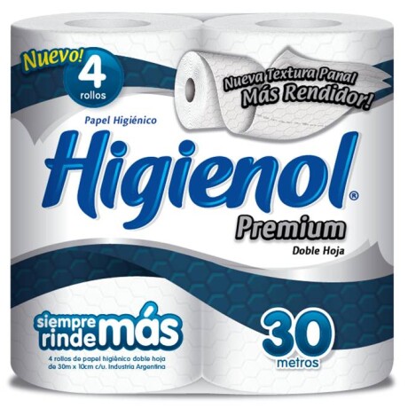 PAPEL HIGIENICO HIGIENOL DOBLE HOJA PREMIUM 30 MTS X 4 (IP1193) PAPEL HIGIENICO HIGIENOL DOBLE HOJA PREMIUM 30 MTS X 4 (IP1193)