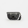 Mini Bag The Circle En Cuero Grabado Snake Metalizado Gris