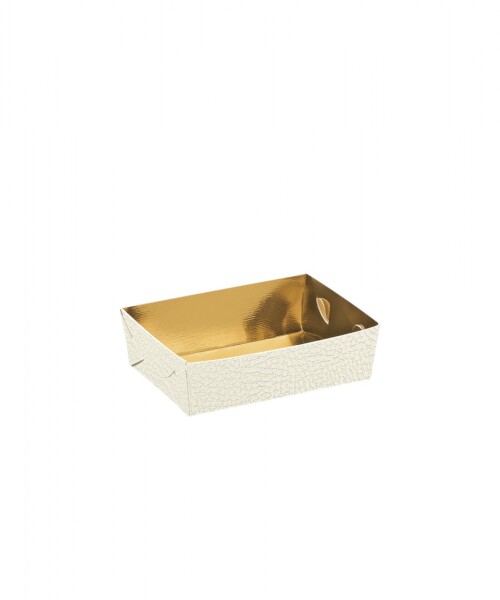 Cesta 19x13x3,5 cm. - PELLE BIANCO+ORO INT Cesta 19x13x3,5 cm. - PELLE BIANCO+ORO INT