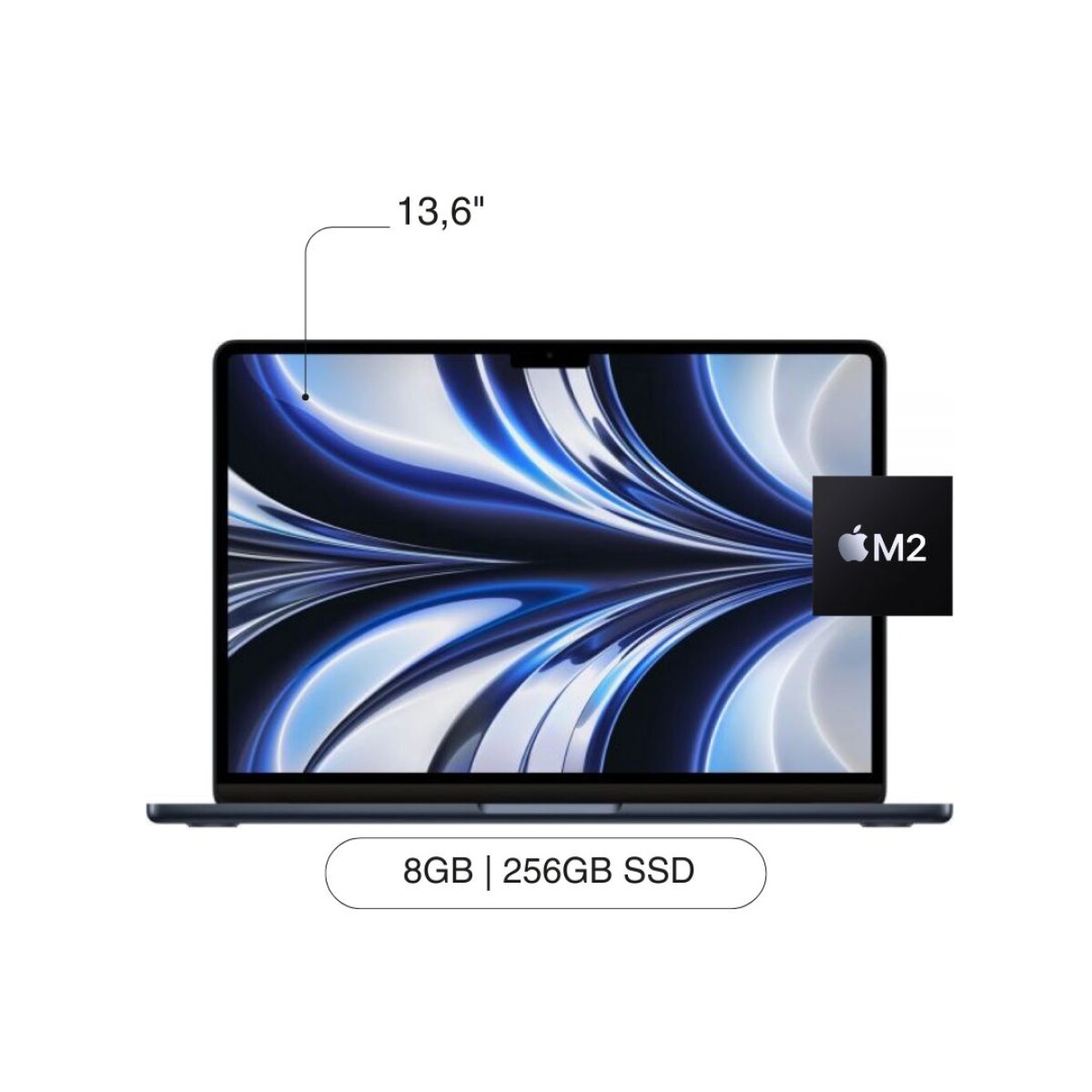 APPLE Macbook Air MLY33LL/A 13.6' 256GB SSD / 8GB M2 Chip - Midnight 