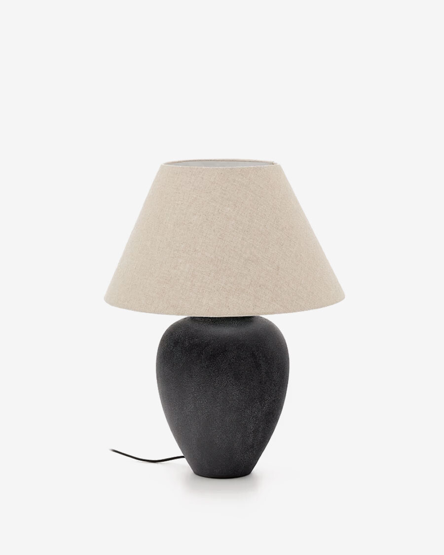 Lámpara de mesa Mercadal de cerámica con acabado negro Lámpara de mesa Mercadal de cerámica con acabado negro