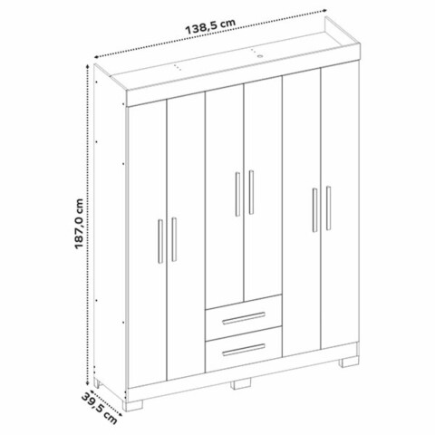 Ropero Abba 6 Puertas 2 Cajones NT6015 Freio White Ropero Abba 6 Puertas 2 Cajones NT6015 Freio White