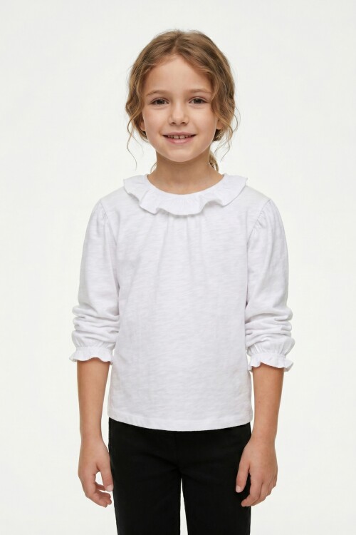 Remera con volado BLANCO