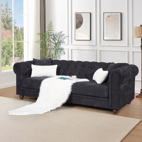SOFÁ SILLÓN 3 CUERPOS - CON ALMOHADONES negro