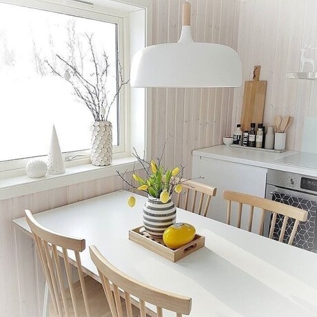 Campana de aluminio y terminación con madera Blanca