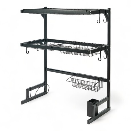 Escurridor Sobre Pileta Doble Nivel 65 Cm Negro 2 niveles Negro