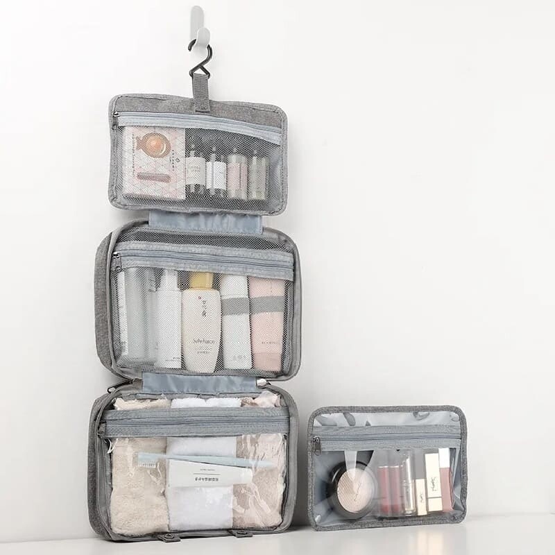 Neceser de viaje organizador con divisiones gris